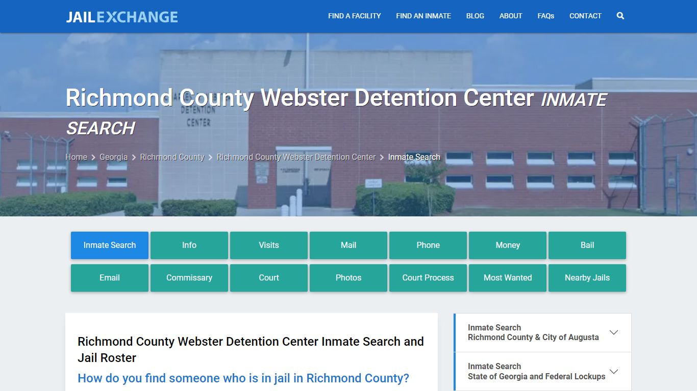 Richmond County Webster Detention Center Inmate Search